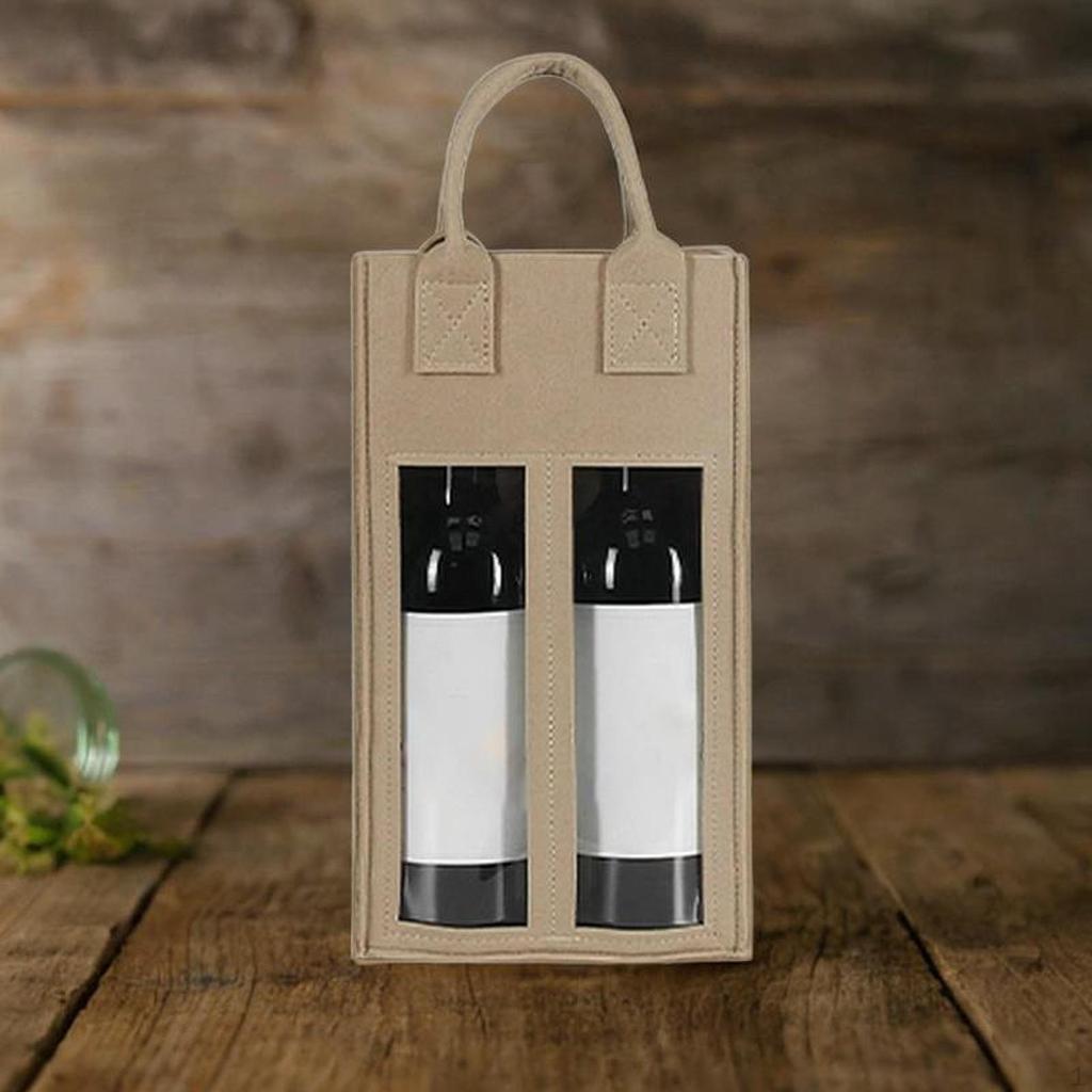 2 Bottles Wine Gift Bag Bottle Felt Tote for Valentines Wedding Birthday