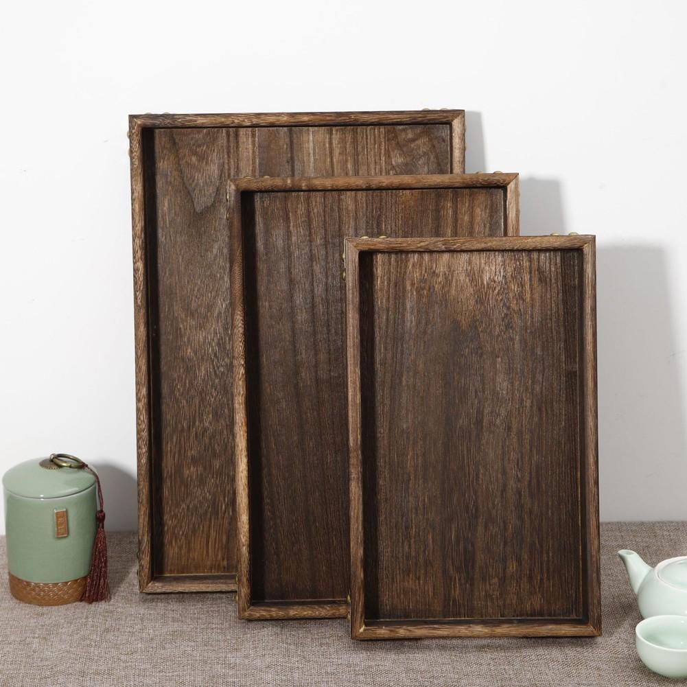Practical Wooden Serving Tray And Elegant Coaster Set For Dining Area