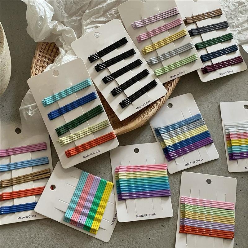 Cream Color Rainbow Wave One-word Clip Set Cute Girl with Broken Hair Bangs Clip Korean Version of The Hair Clip Side Clip