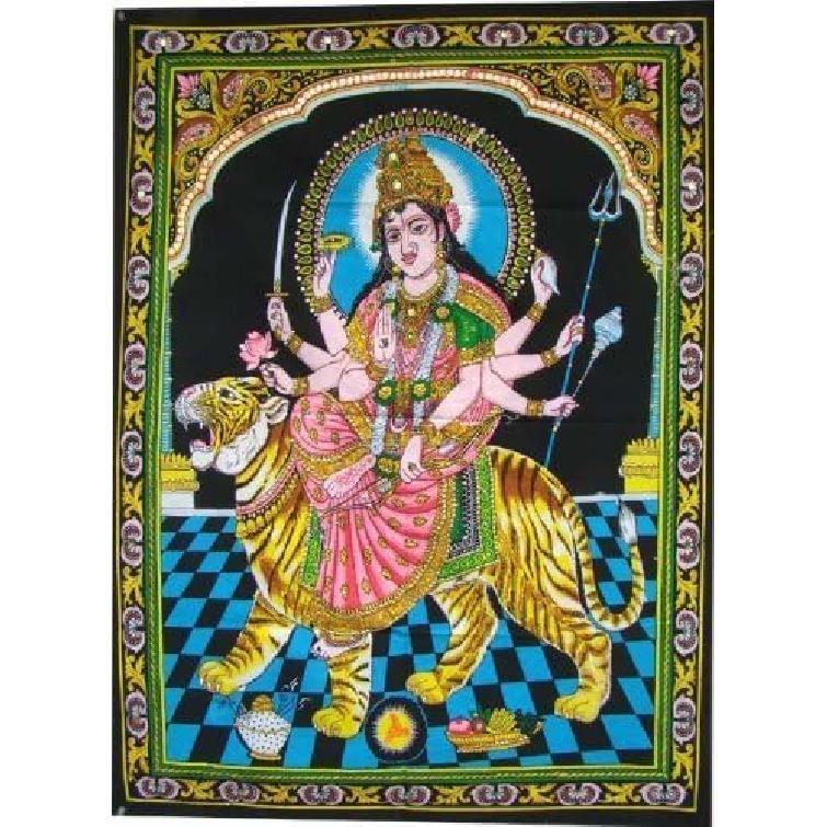 Rastogi Handicrafts Cotton Tapestry Indian Goddess Indian Deity 40" X 30" Poster Size Tapestry