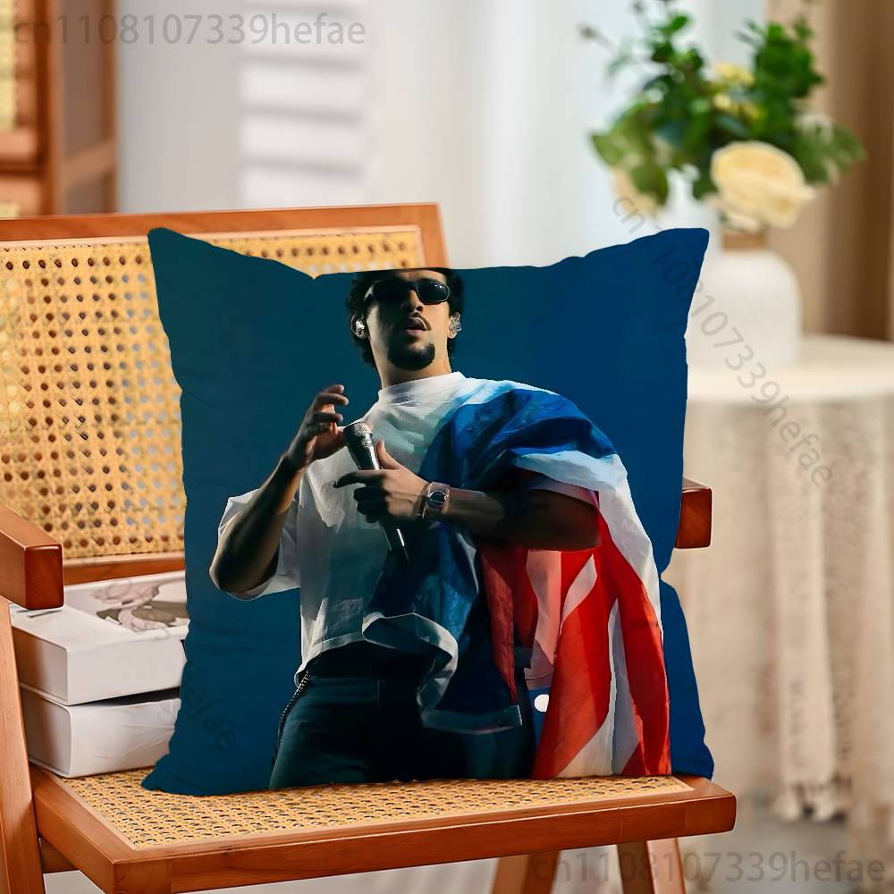 BBad BBunny Singer Throw Pillow Case For Decoration 30cm 50cm 55cm Square Home Pillowcase Case