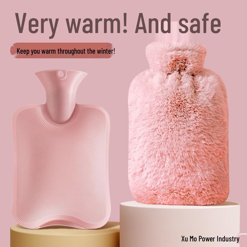 Explosion-Proof Faux Rabbit Fur Hot Water Bottle & Hand Warmer for Girls – Heat Compress for Stomach & Feet