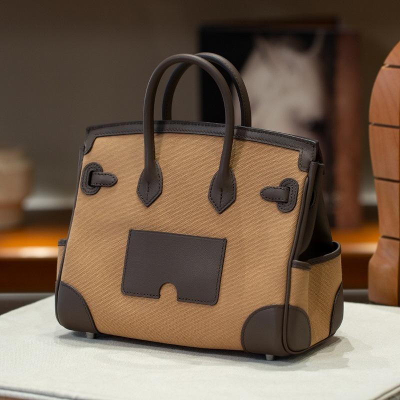 New leather women's bag swiftr, 25CM pocket handbag made of cowhide and canvas