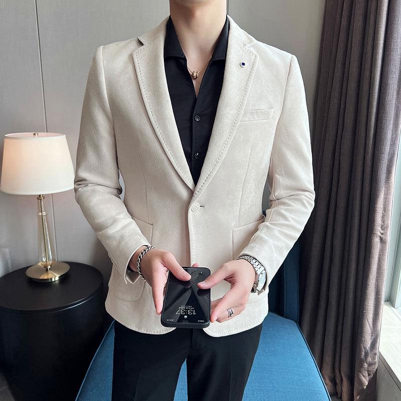 

Wrinkle-Resistant Slim-Fit Suede Blazer for Autumn & Winter - British High-End Men s Coat 4XL (up to 180 lbs)