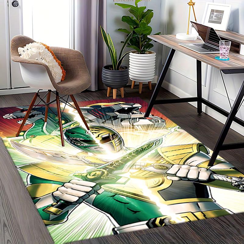 1pc Power Rangers Green Ranger Anime Cartoon Design Office Chair Mat Non-Slip Carpet for Home Decor, Suitable for Office, Living Room, Bedroom, Game R