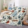 1Pc Cute Season Print Flannel Blanket, High quality Comfortable for All Seasons, Home Decor, Warmth and Comfort, Perfect for Christmas Gifts W50
