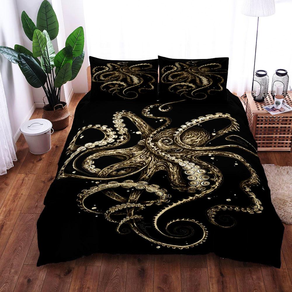 

Комплект постельного белья «Осьминог в стиле ретро» King Queen Double Full Twin Single Size Duvet Cover Pillow Case Bed Set EU single(135x200cm)