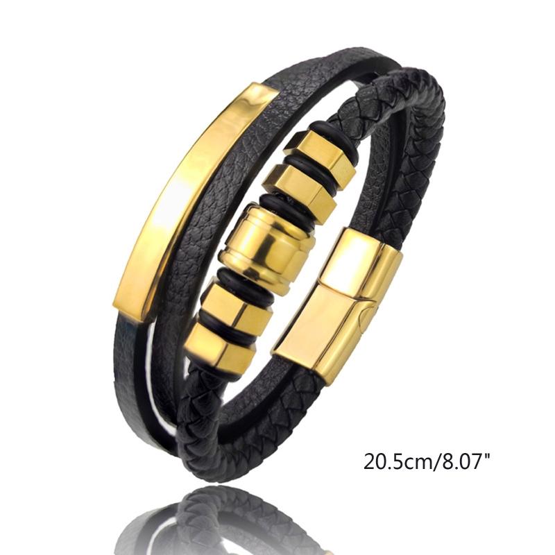 Stainless Steel Braided Leather Bracelet for Men Women Gifts Leather Wrist Band Cuff Bangle Bracelet Magnet Clasp