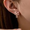 A Pair of Women's Fashionable Earrings, Simple and Elegant Zinc Alloy Earrings with Rhinestone Bowknots, Suitable for Daily Wear and Gift-Giving