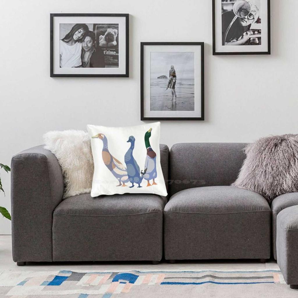 Runner Duck Trio Throw Cushion Pillow Cover Pillowcase Funny Duck Runner Ducks Indian Runner Duck Three Ducks Waterfowl Farm