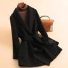 Autumn new wool coat women's fashion double-sided woolen coat lace-up medium and long coat coat