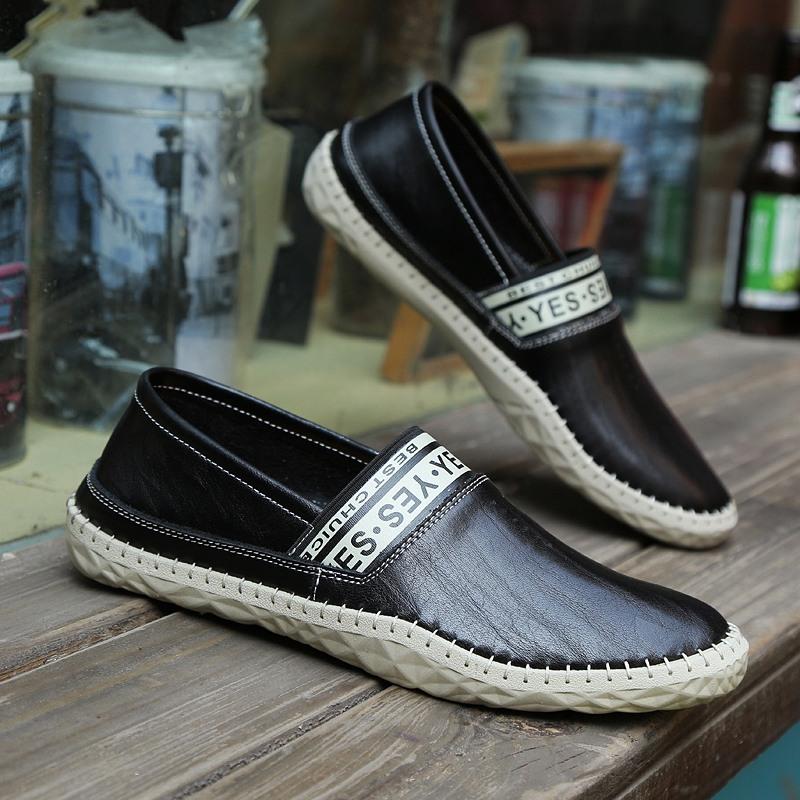 

Весенние новые мужские повседневные туфли, маленькие кожаные туфли, британские трендовые туфли для доски, новые универсальные 44 чёрный