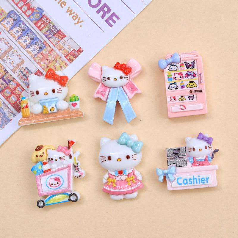 10Pcs Cartoon Resin Cute Animal Cats, Bow, Game Console Style Hairpin Scrapbook Craft Diy Miniature Ornament Accessories A34