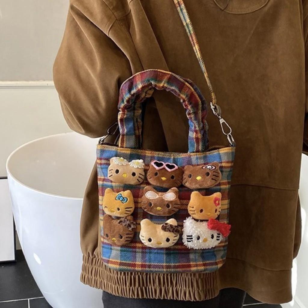 Cute Cat Canvas Crossbody Bag With Padded Shoulder Strap For Daily Use