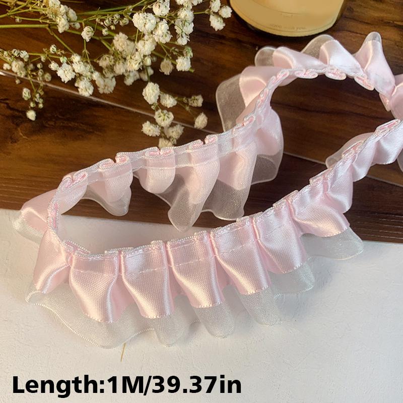 1 Meter Ribbon and Sleeves Ruffle Trim DIY Ita Bag Decor Satin Pleated Lace Lolita Bags Decorative Fabric