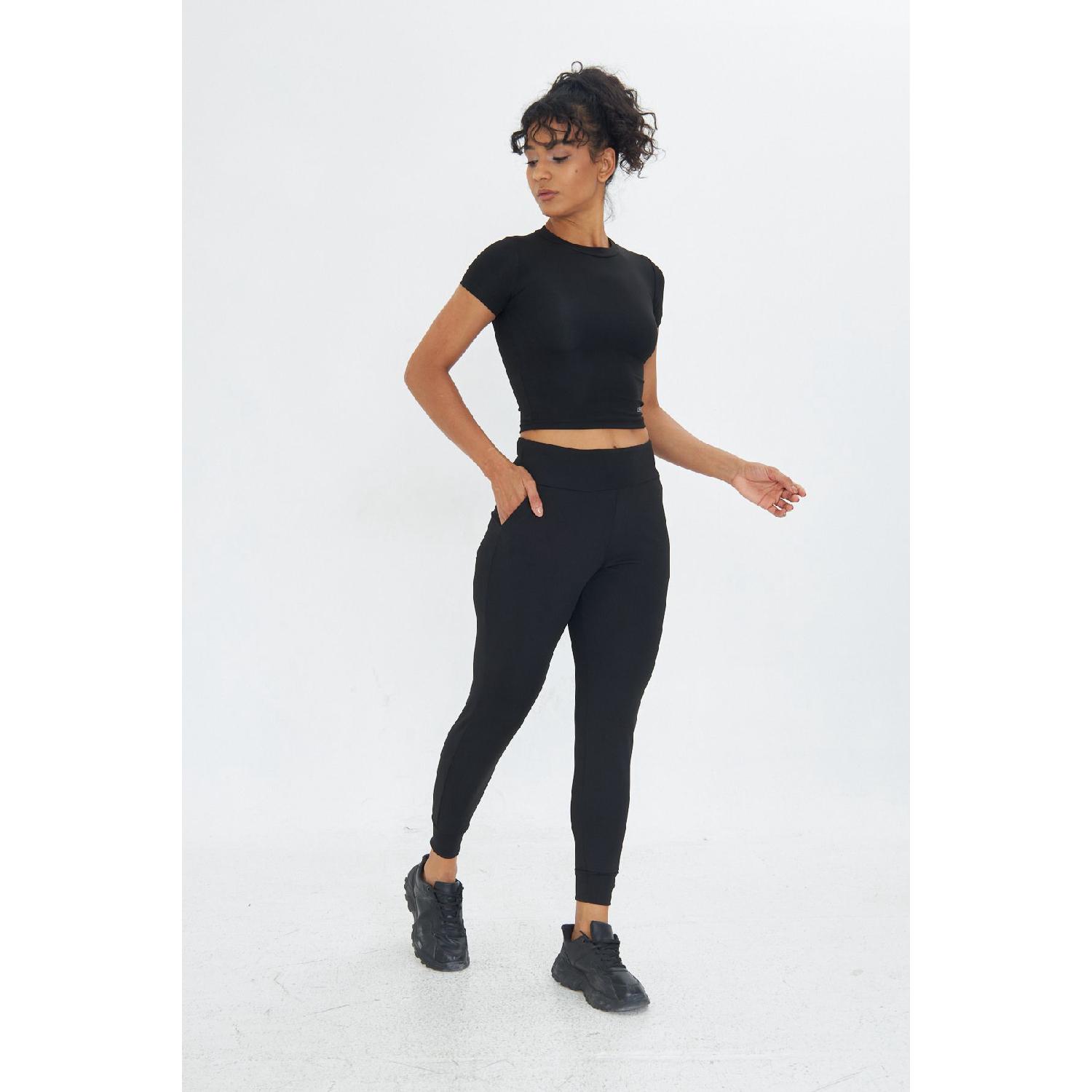

High Waist Recovery And Tightening Lycra Jogger Tracksuit Six Joggers S чорний