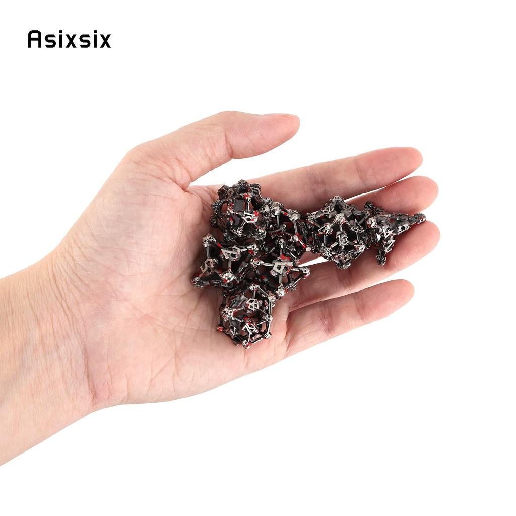 7 ks Stříbrná červená Hlava lebky Kovová kostka Dutá kovová mnohostěnná sada kostek Vhodné pro RPG stolní karetní hru