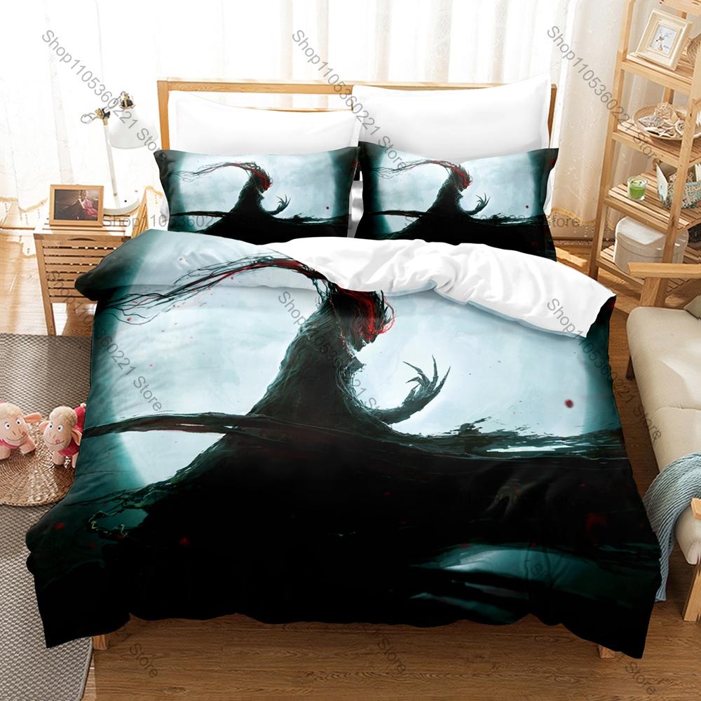 Demon Monster Skull Flame Dark Gothic Horror Fantasy Creature HD Print Bedding Set Duvet Cover 2 Pillowcases Gothic Horror Decor