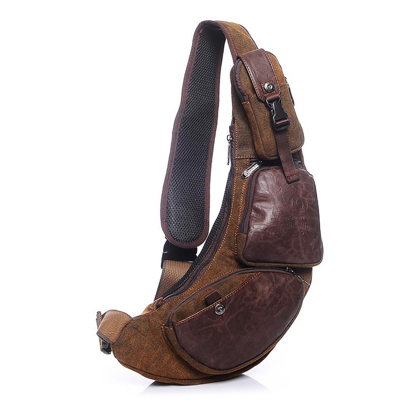 

Новая европейская и американская ретро-сумка на грудь в форме полумесяца, водонепроницаемая холщовая многофункциональная сумка-мессенджер большой вместимости коричневый