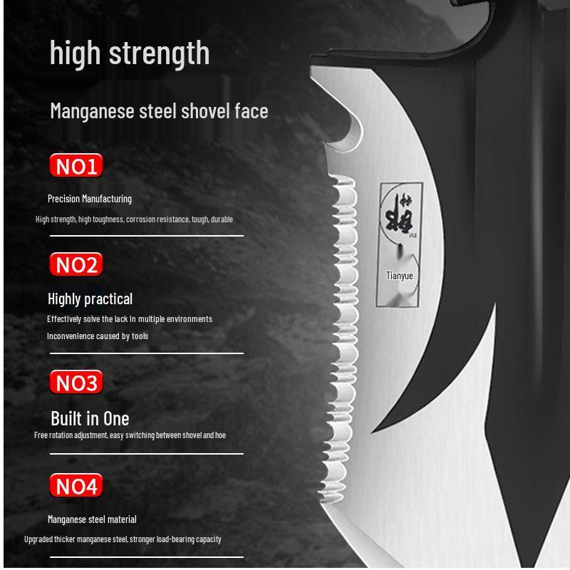 Multifunctional Folding Entrenching Tool: Manganese Steel Shovel for Outdoor, Self-Defense, Fishing, and Camping.