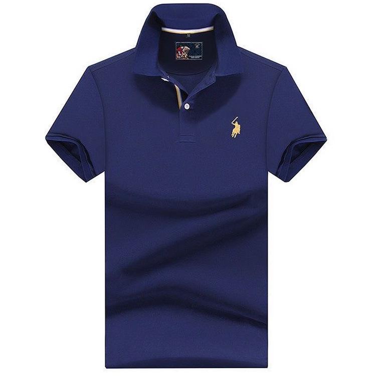 Authentisches Paul Herren Kurzarm-Polo mit Pferdelogo, gesticktem Kragen, Übergröße lockere Passform