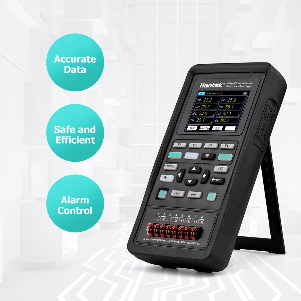 Hantek HTM208B 8-channel Temperature Data Logger Rechargeable Handheld Temperature-recording