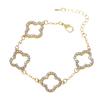 European and American Style Hollow Four-leaf Clover Bracelet Light Luxury Niche Exquisite Detailed Diamond Rhinestone Flower Adjustable Jewelry Women