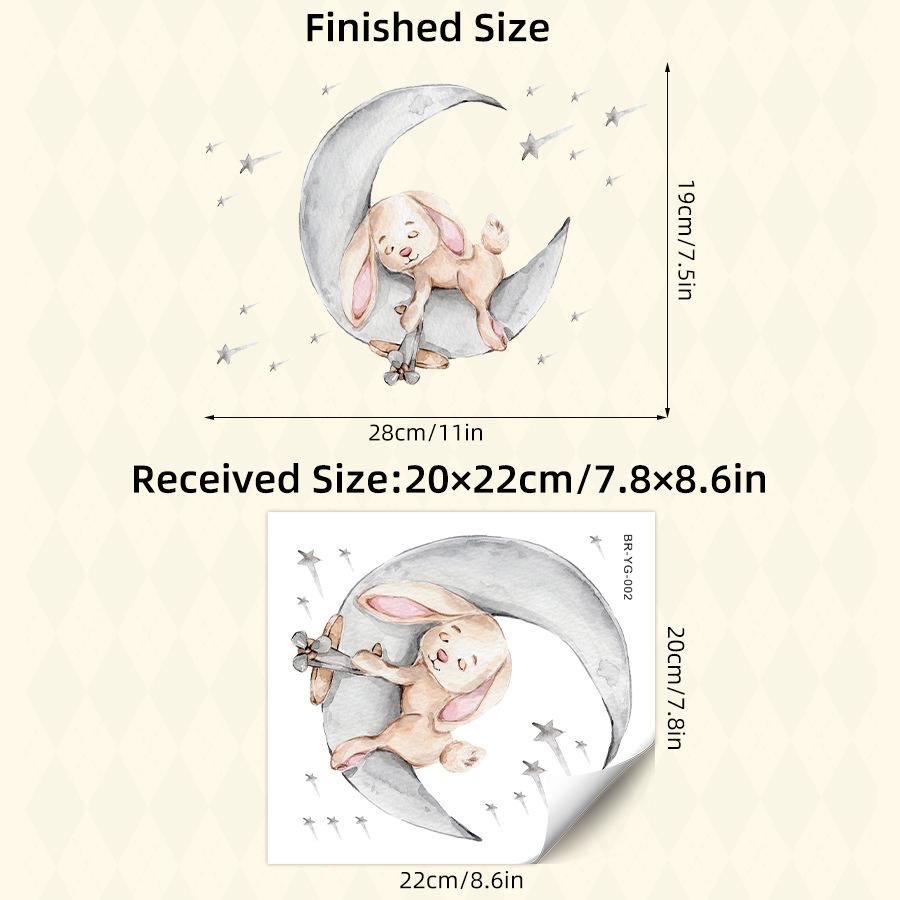 Creative Luminous Moon Rabbit Self-adhesive Wall Sticker Luminous Children s Room Fluorescent Decorative Sticker (as the picture,20 x22CM)