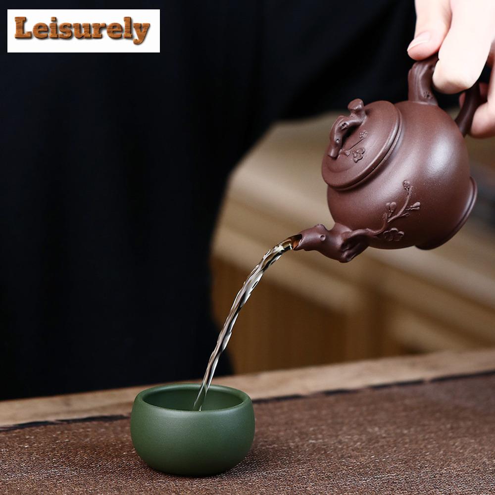 Lote de 2 tazas de té de arcilla morada antiguas, hechas a mano, portátiles, pequeñas, personales, chinas, Zisha, Kung Fu, 50 ml