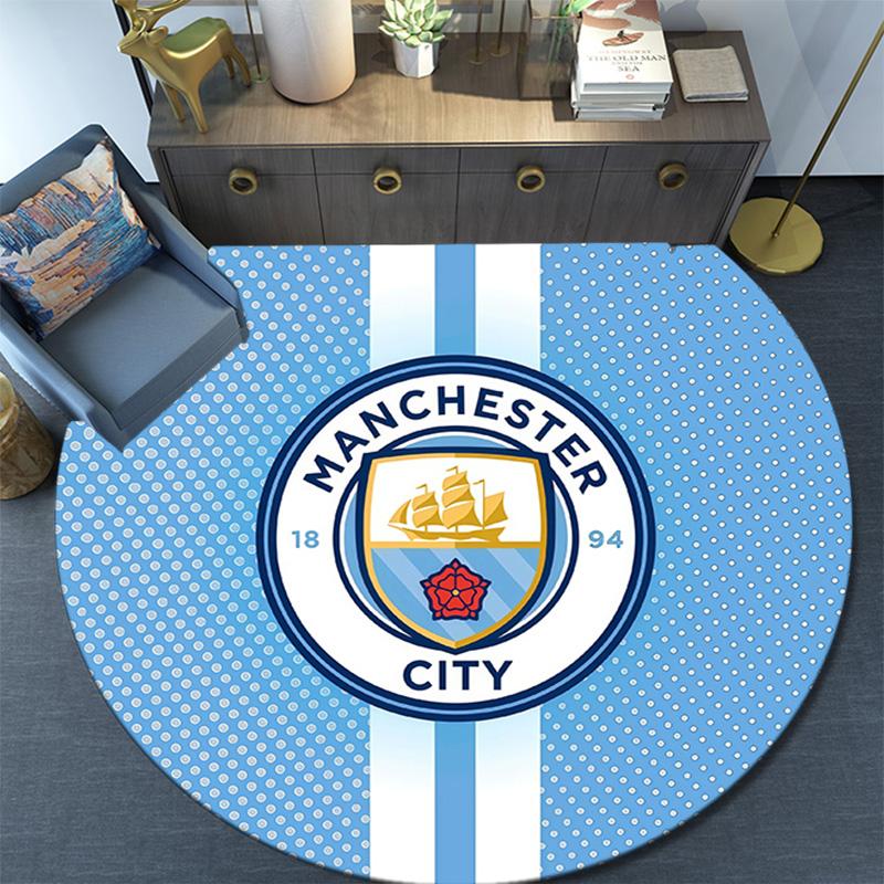 Man City Round Area Rug,Carpet Rug for Living Room Bedroom Sofa Playroom Decor,Non-slip Floor Mat
