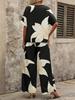 2026 Summer V-Neck Batwing Sleeve Printed Long Pants Fashion Two-Piece Set
