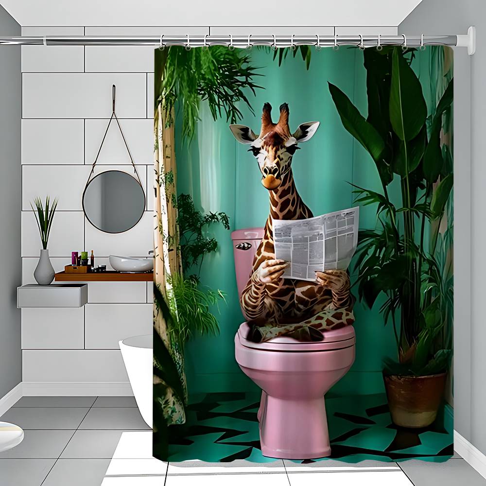 Bathroom Cat Reading On Toilet Waterproof Fabric Shower Curtain Bathroom Decoration Curtain Home Hawaiian Style Shower Curtain