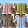 Casual Linen Shirt For Women With Turndown Collar And Short Sleeves For Summer Comfort