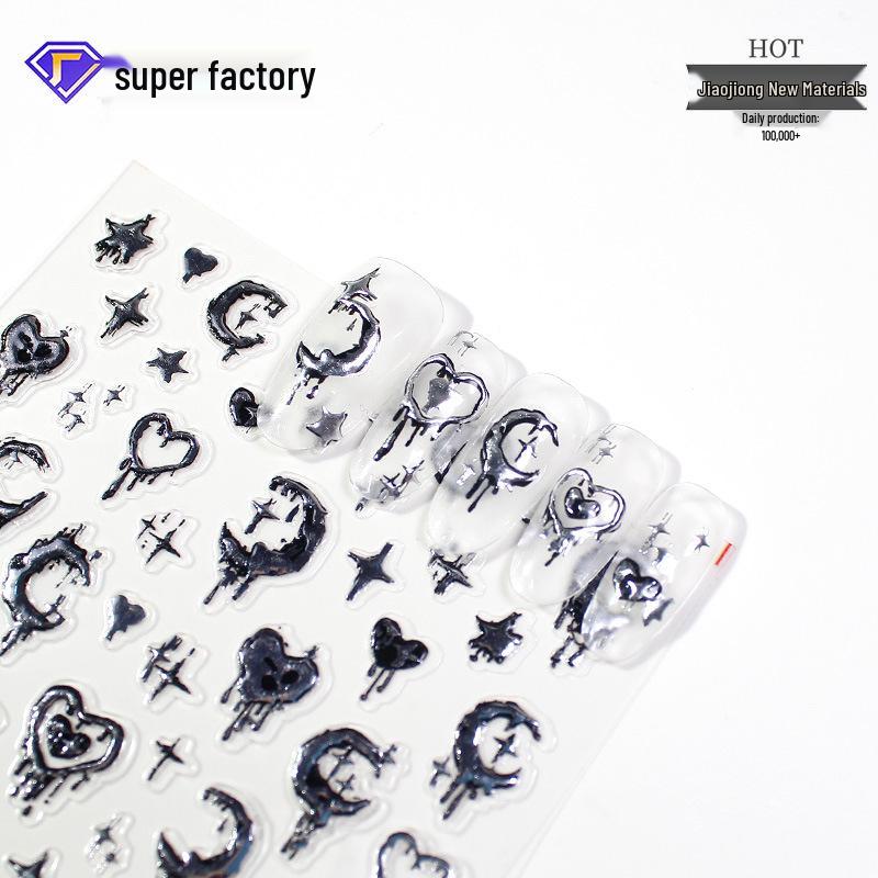 

Jiaolong Laser Dynamic Minimalist Heart & Moon Nail Art Stickers