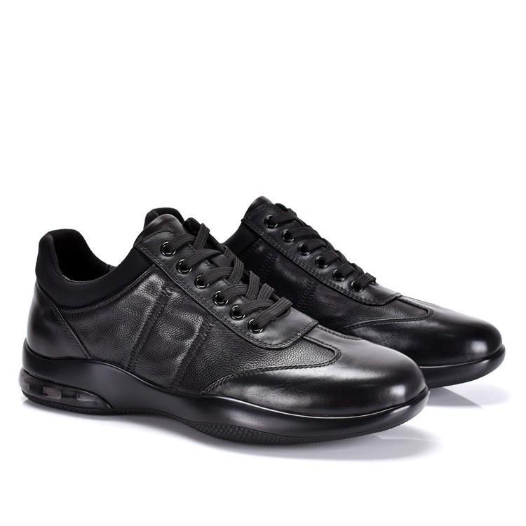 Men s Genuine Leather Casual Air Cushion Shoes 44 чёрный
