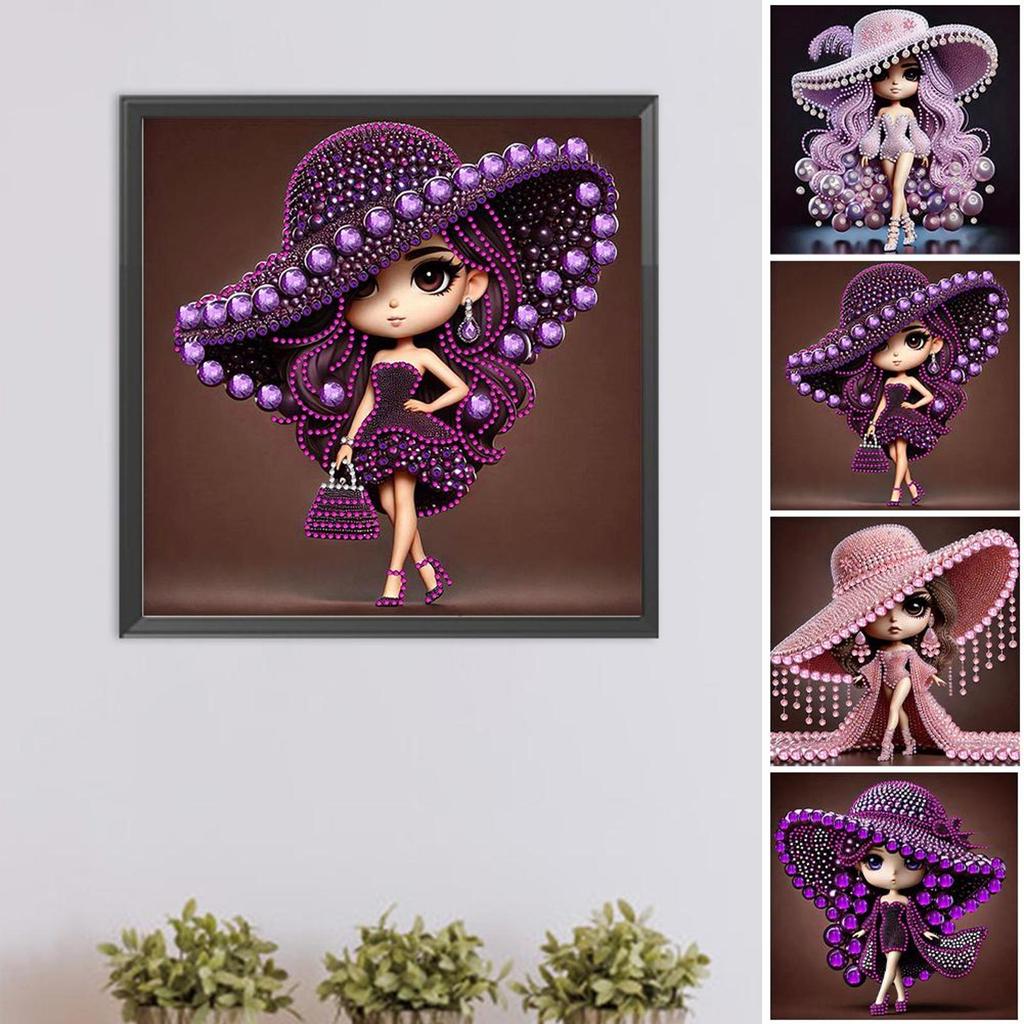 5D DIY Partial Special Shaped Drill Diamond Painting Kit Girl Decoration 30x30cm
