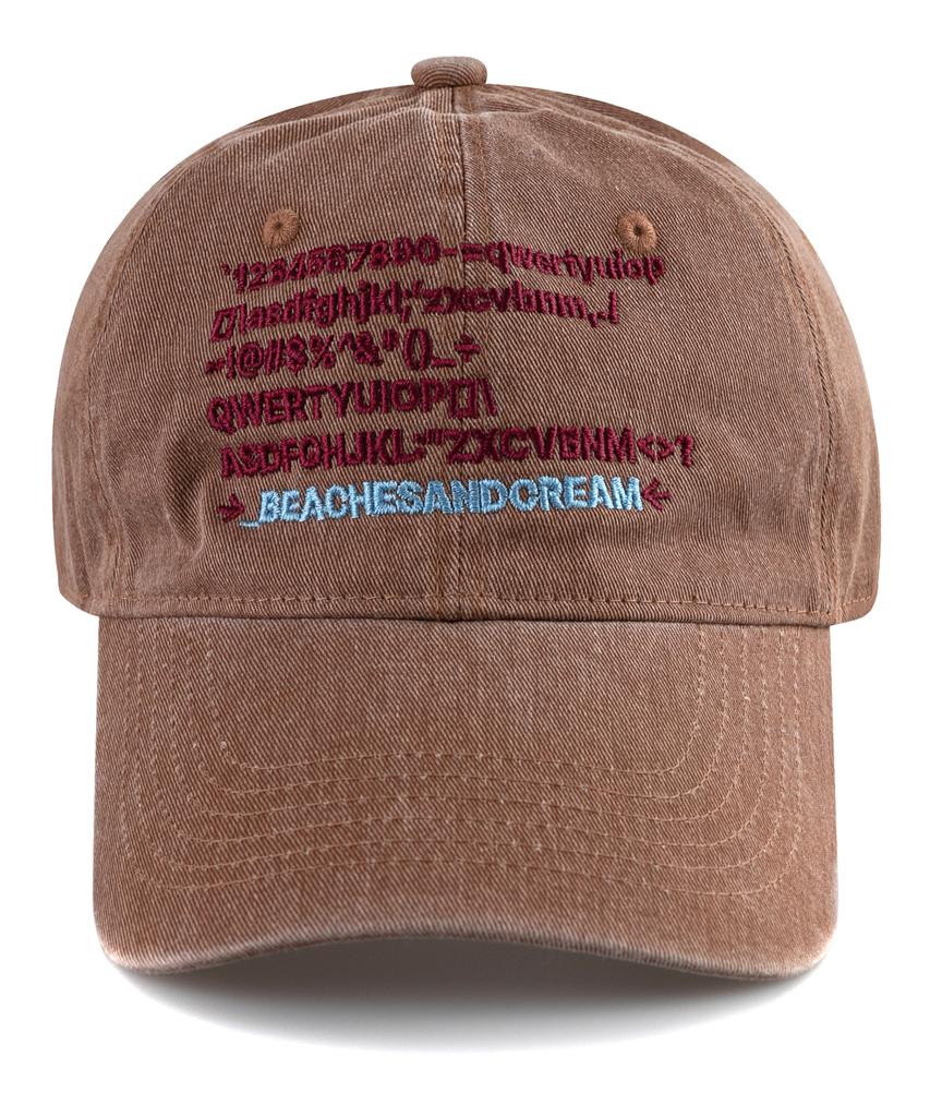 Bichiseuaenkeulim Text Pigment Ball Cap-Red Brown