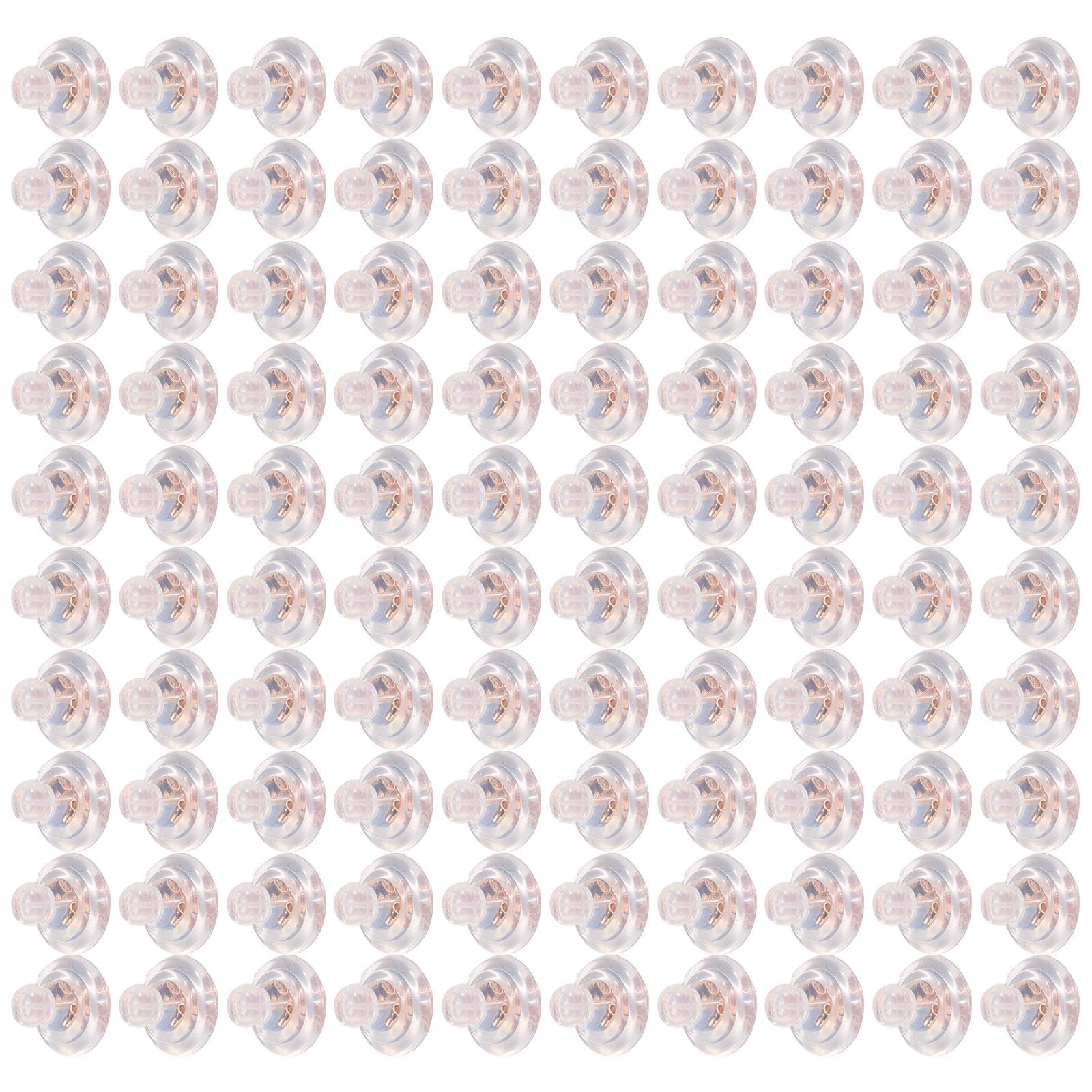 

100 шт. Силіконові спинки для сережок Надійні фіксуючі замінники для шпильок і важких сережок Гіпоалергенні стопори для сережок рожевий колір золота