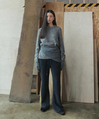 STEP AROUND Fleece Lined Bootcut Banding Pants_Navy