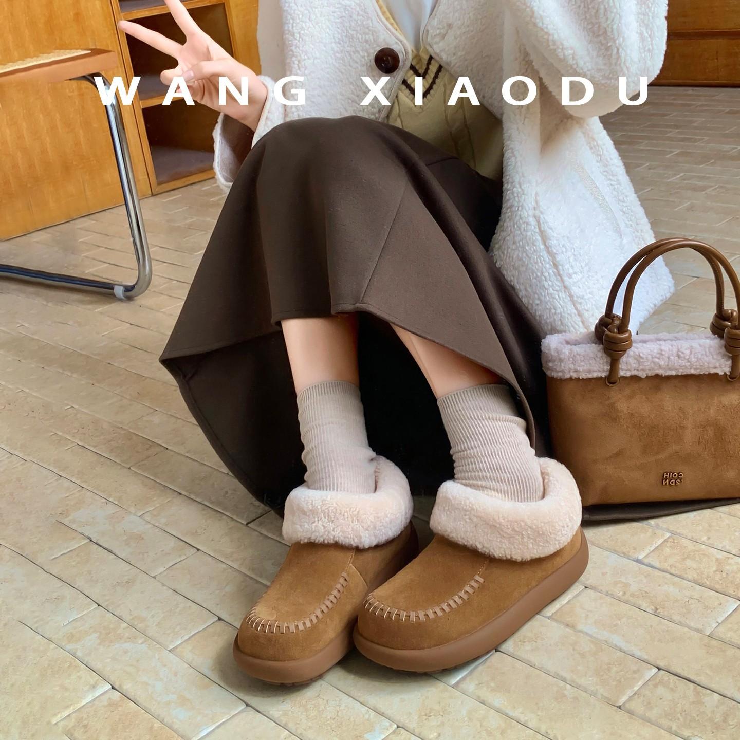 Women s Lightweight Chunky-Heeled Winter Insulated Shearling-Lined Snow Boots Slip-Resistant Casual Sporty Suede Cotton Boots 35
