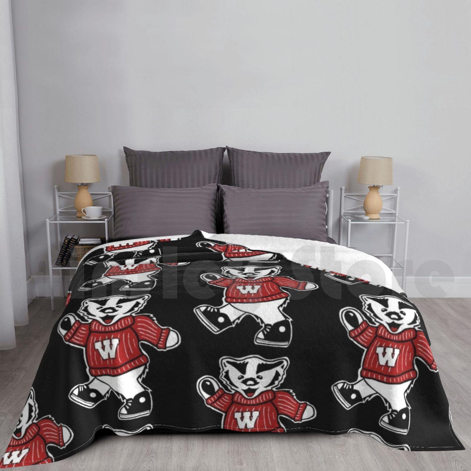 Wisconsin Bucky Badger Dancing Bear Blanket Fashion Custom Wisconsin Bucky Badgers Madison Size: 75*100cm, Weight: 230 GSM
