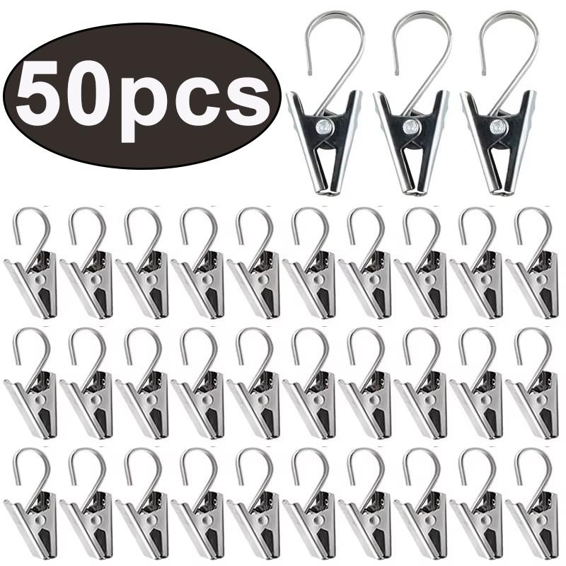 

50/20pcs Stainless Steel Curtain Clip for Curtain Photos Decor Wire Holder Sturdy Durable Window Curtain Hook Clip Curtain Decor 20PCS