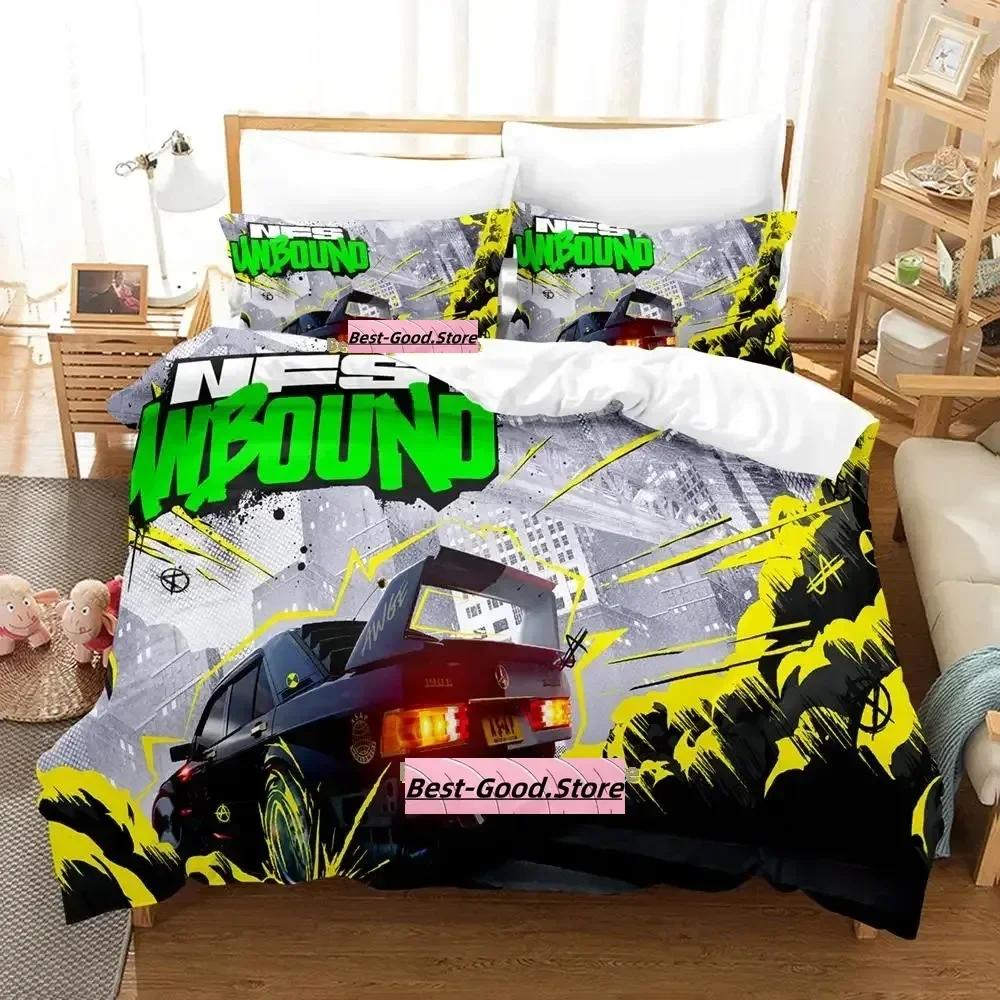 New Game Need for Speed Unbound Bedding Set Single Twin Full Queen King Size Bed Set Adult Kid Bedroom Duvetcover Sets Anime EU Single(135*200cm)3pcs