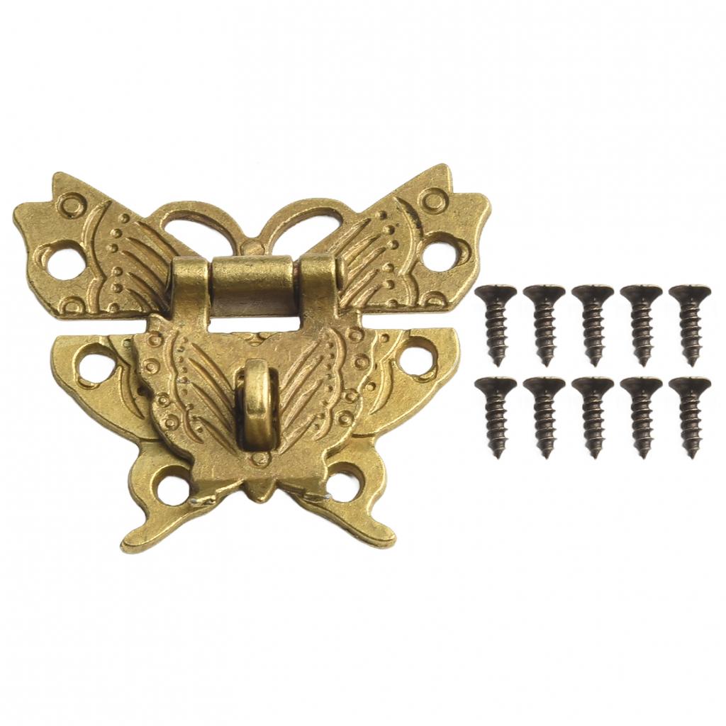 Antique Bronze Lock Butterfly Design Hasp Latch Jewelry Box Lock