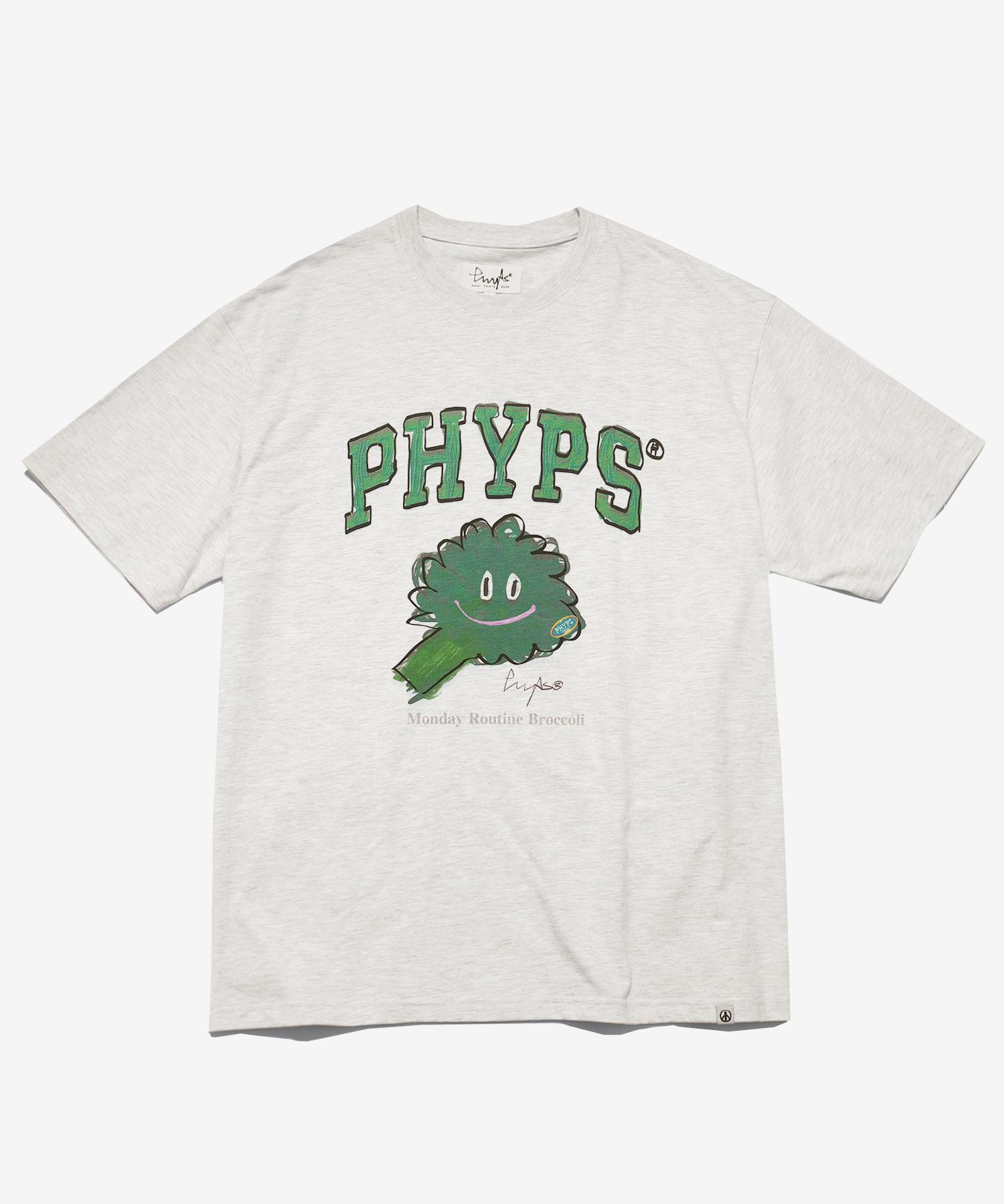 Physical Department Monday Routine Broccoli Short Sleeve T-Shirt_White Oatmeal/Xs