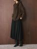 Xu Man Winter Korean Retro High-Waist Pleated A-Line Long Skirt for Women