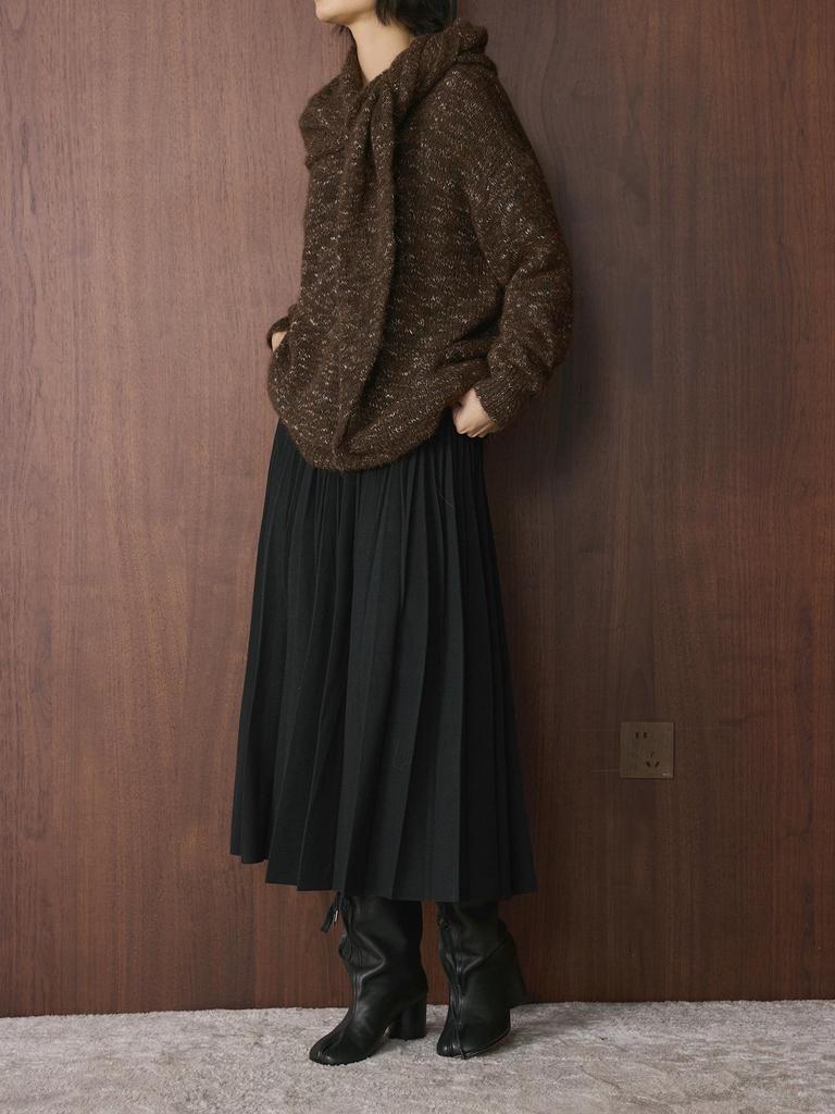 Xu Man Winter Korean Retro High-Waist Pleated A-Line Long Skirt for Women