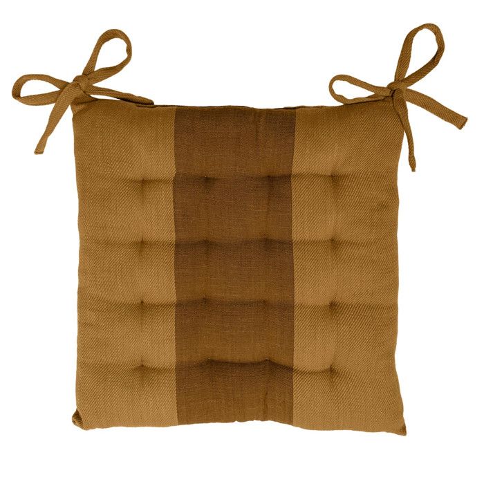 Dessus de chaise capitonné en coton 40x40x5 cm NATALIA ocre, par Soleil d'ocre