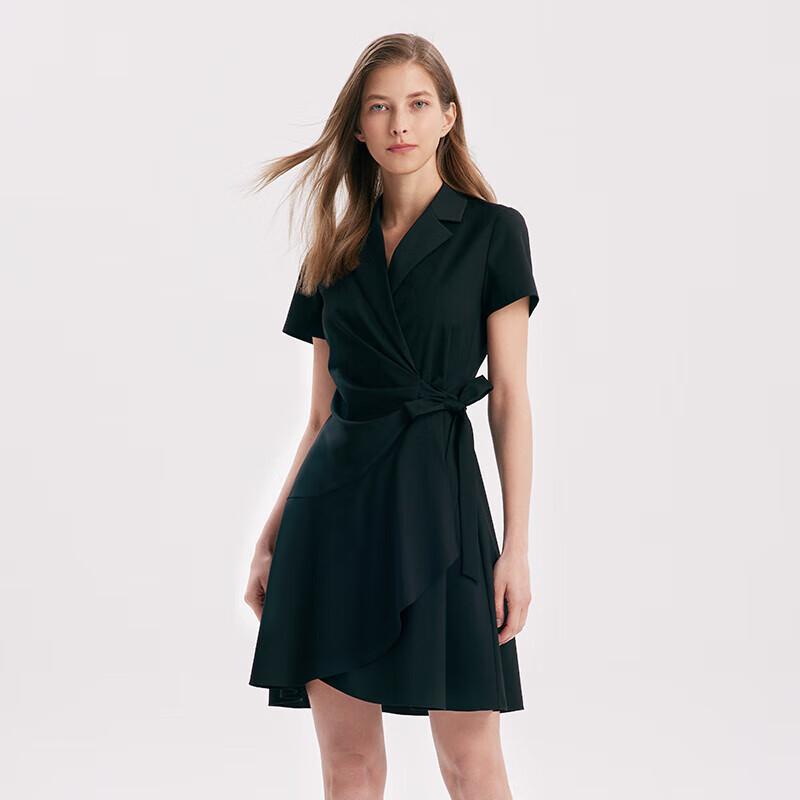 GOELIA Pleated V-Neck A-Line Mini Dress