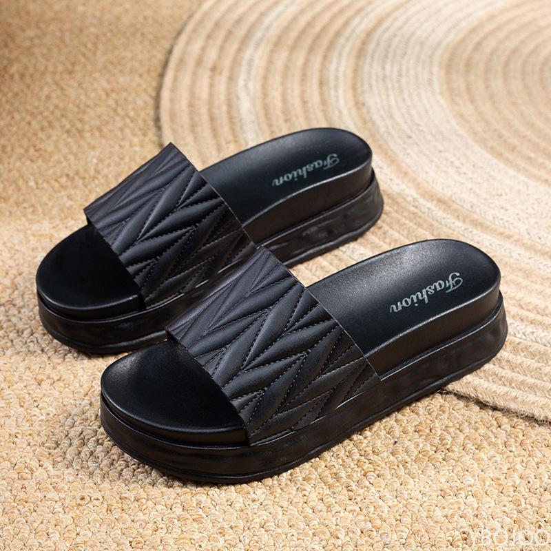 

Fashion Fashionable Thick Soled Women s Outdoor Slippers New Summer Comfortable Non Slip Beach Casual Cool Slippers Platform Sandals 36 чёрный